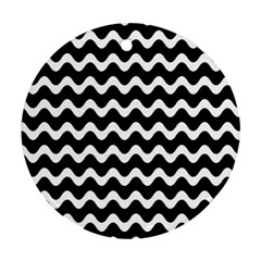 Wave-black White Round Ornament (two Sides) by nateshop