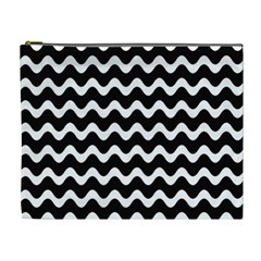 Wave-black White Cosmetic Bag (xl) by nateshop