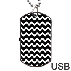 Wave-black White Dog Tag Usb Flash (one Side) by nateshop