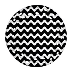 Wave-black White Ornament (round Filigree) by nateshop