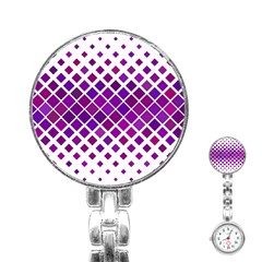 Pattern-box Purple White Stainless Steel Nurses Watch by nateshop