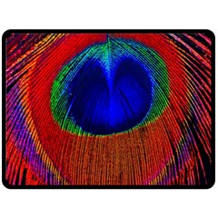 Red Peacock Plumage Fearher Bird Pattern Double Sided Fleece Blanket (large)  by Wegoenart