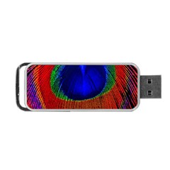 Red Peacock Plumage Fearher Bird Pattern Portable Usb Flash (two Sides) by Wegoenart