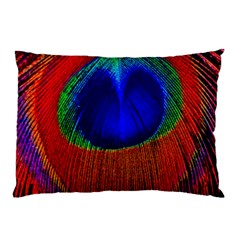 Red Peacock Plumage Fearher Bird Pattern Pillow Case (two Sides) by Wegoenart