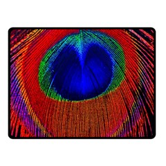 Red Peacock Plumage Fearher Bird Pattern Double Sided Fleece Blanket (small)  by Wegoenart