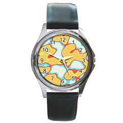 Retro Art Urban Grunge Pattern Round Metal Watch