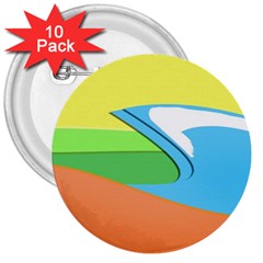 Waves-beach-sun-sea-water-sky 3  Buttons (10 Pack) 