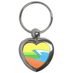 Waves-beach-sun-sea-water-sky Key Chain (heart)