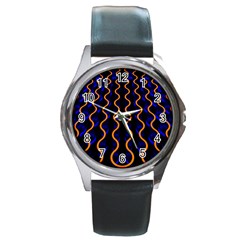 Pattern Abstract Wallpaper Waves Round Metal Watch