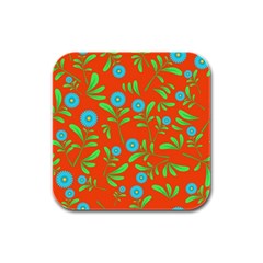 Background-texture-seamless-flowers Rubber Square Coaster (4 Pack)