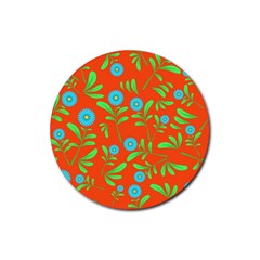 Background-texture-seamless-flowers Rubber Coaster (round)