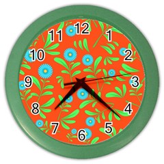 Background-texture-seamless-flowers Color Wall Clock