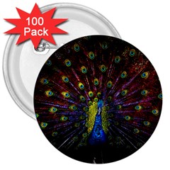 Beautiful Peacock Feather 3  Buttons (100 Pack) 