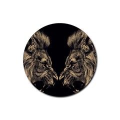 Animalsangry Male Lions Conflict Rubber Coaster (round)