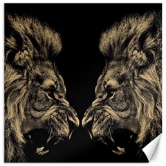 Animalsangry Male Lions Conflict Canvas 16  X 16  by Jancukart