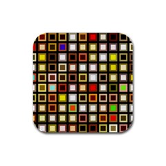 Squares-colorful-texture-modern-art Rubber Square Coaster (4 Pack)