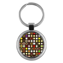 Squares-colorful-texture-modern-art Key Chain (round)