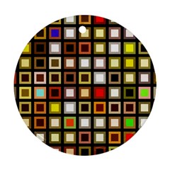 Squares-colorful-texture-modern-art Round Ornament (two Sides)