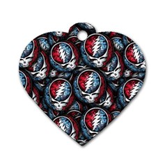 Grateful Dead Pattern Dog Tag Heart (two Sides) by Jancukart