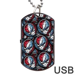 Grateful Dead Pattern Dog Tag Usb Flash (one Side) by Jancukart