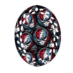 Grateful Dead Pattern Oval Filigree Ornament (two Sides) by Jancukart