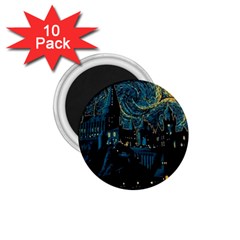 Cartoon Starry Night Vincent Van Gofh 1 75  Magnets (10 Pack) 