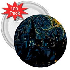 Cartoon Starry Night Vincent Van Gofh 3  Buttons (100 Pack) 