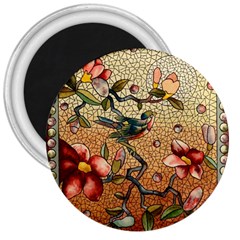 Flower Cubism Mosaic Vintage 3  Magnets