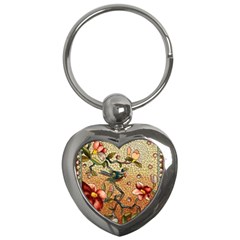 Flower Cubism Mosaic Vintage Key Chain (heart)