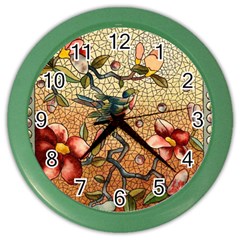 Flower Cubism Mosaic Vintage Color Wall Clock