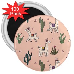 Llamas Pattern 3  Magnets (100 Pack)