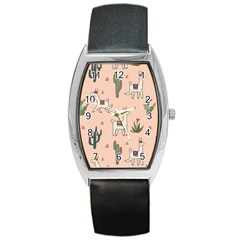 Llamas Pattern Barrel Style Metal Watch by Jancukart