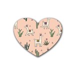 Llamas pattern Rubber Coaster (Heart) Front