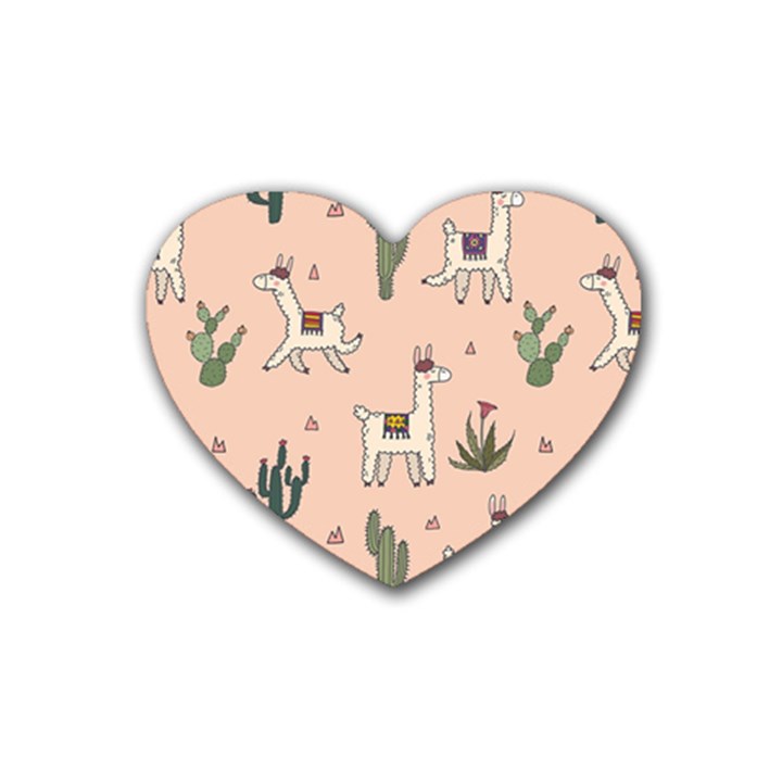 Llamas pattern Rubber Coaster (Heart)