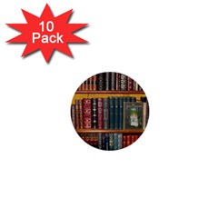 Books Library Bookshelf Bookshop 1  Mini Buttons (10 Pack) 