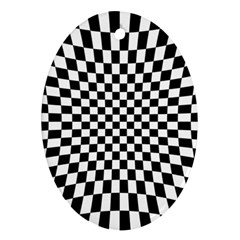 Illusion Checkerboard Black And White Pattern Ornament (oval)