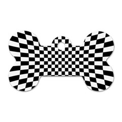 Illusion Checkerboard Black And White Pattern Dog Tag Bone (two Sides)