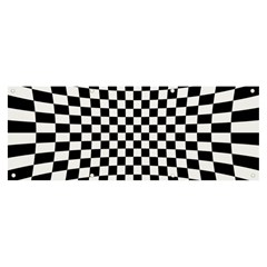 Illusion Checkerboard Black And White Pattern Banner and Sign 8  x 3 