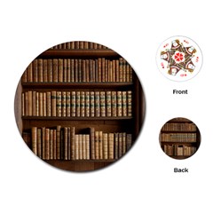 Books Bookcase Old Books Historical Playing Cards Single Design (round) by Amaryn4rt