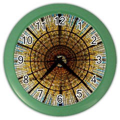 Barcelona Stained Glass Window Color Wall Clock by Amaryn4rt