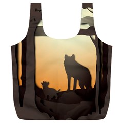 Vectors Painting Wolves Nature Forest Full Print Recycle Bag (xxxl) by Amaryn4rt
