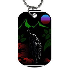 Nature Night Foliage Mountains Dog Tag (one Side) by Amaryn4rt