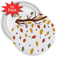 Autumn Isolated Blade Branch 3  Buttons (10 pack) 