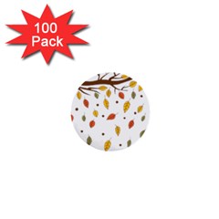 Autumn Isolated Blade Branch 1  Mini Buttons (100 Pack)  by Amaryn4rt