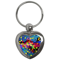 Blobs Dots Abstract Art Waves Key Chain (heart) by Amaryn4rt