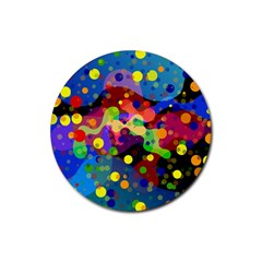 Blobs Dots Abstract Art Waves Rubber Coaster (round) by Amaryn4rt