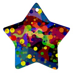 Blobs Dots Abstract Art Waves Star Ornament (two Sides) by Amaryn4rt