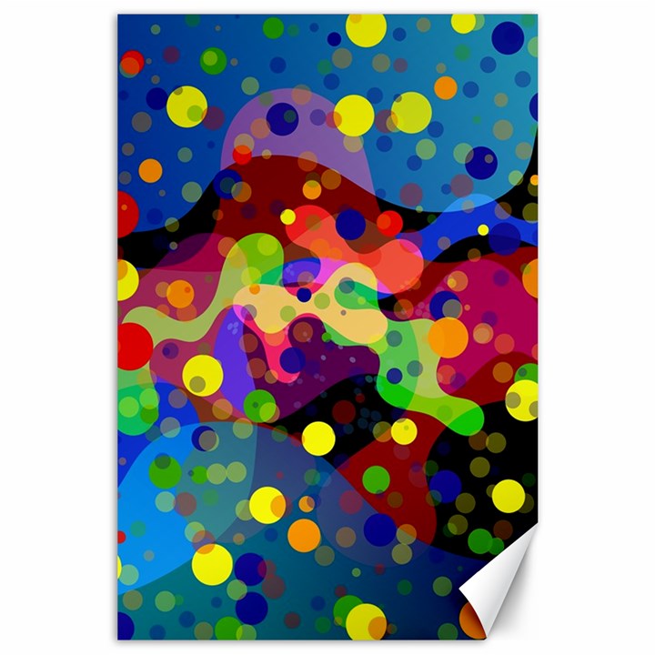 Blobs Dots Abstract Art Waves Canvas 24  x 36 