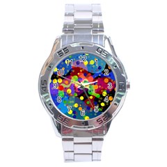 Blobs Dots Abstract Art Waves Stainless Steel Analogue Watch by Amaryn4rt