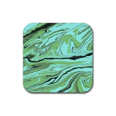 Waves Marbled Abstract Background Rubber Coaster (square) by Amaryn4rt